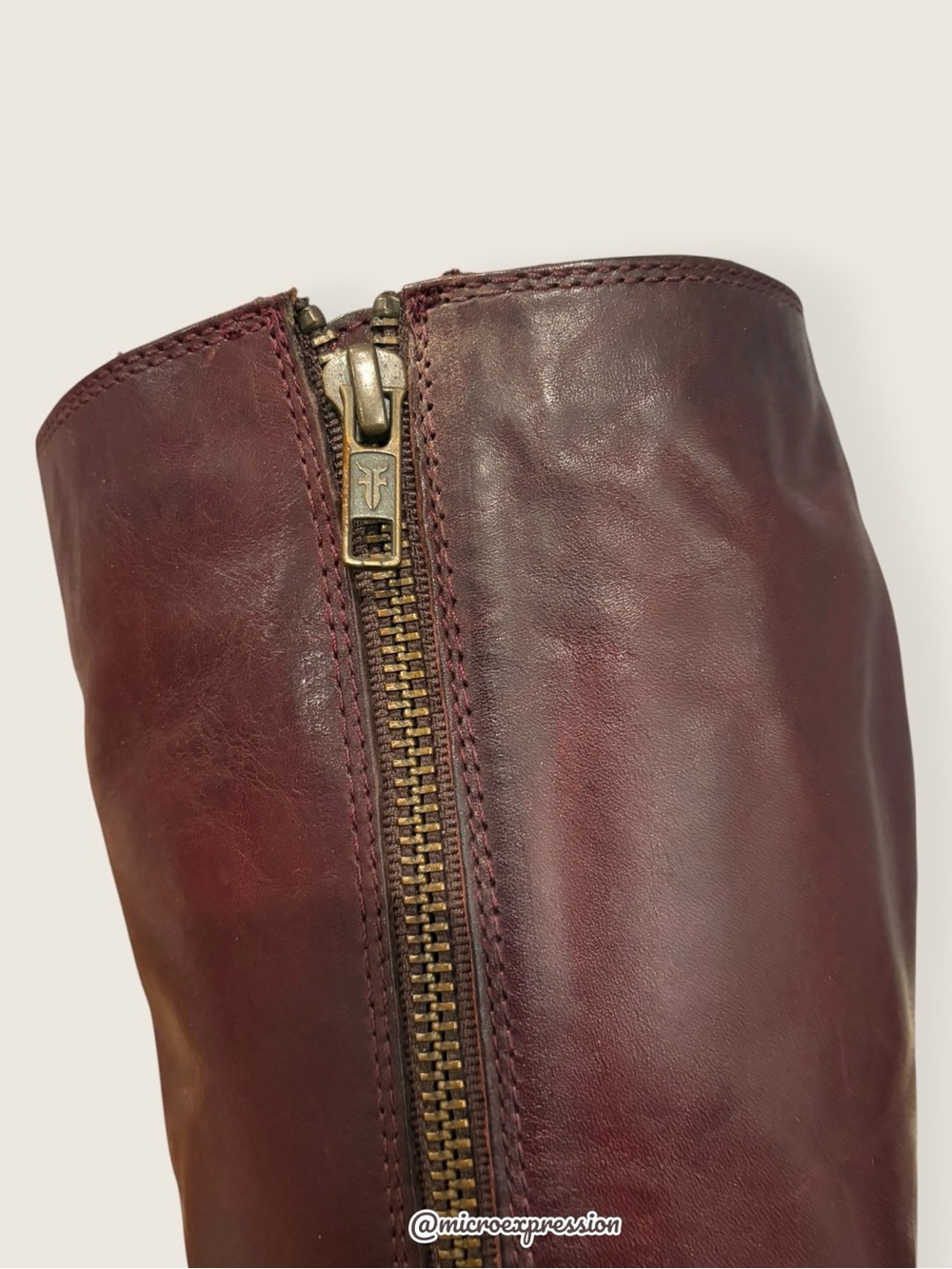 $398 Frye Melissa Belted Burgundy Brown Fall Knee High Tall Leather Riding Boots - Picture 13 of 16